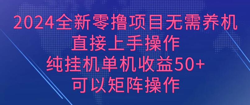2024全新零撸项目，无需养机，直接上手操作纯挂机单机收益50 ，可以矩阵操作