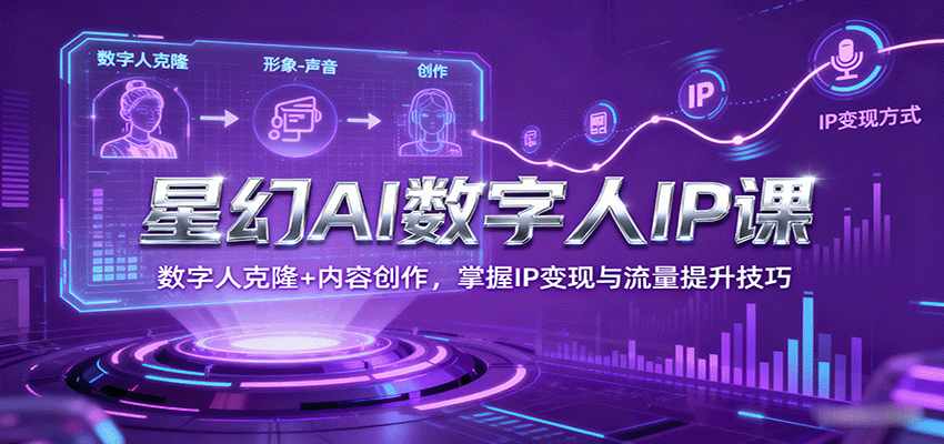 星幻AI数字人IP课，数字人克隆 内容创作，掌握IP变现与流量提升技巧