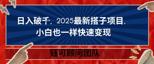 日入破K，2025最新搭子项目，小白也一样快速变现