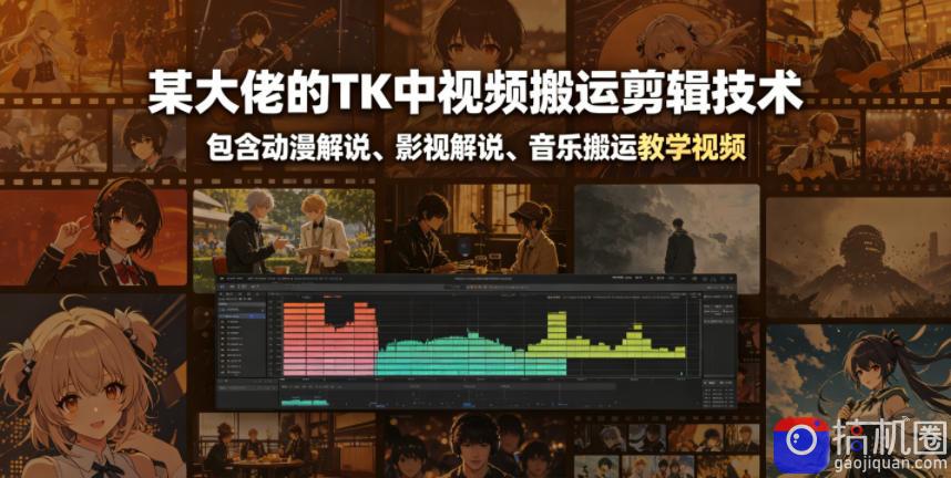 某大佬的TK中视频搬运剪辑技术，包含动漫解说、影视解说、音乐搬运教学视频