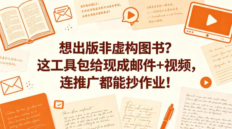 想出版非虚构图书？这工具包给现成邮件 视频，连推广都能抄作业！【原创双语字幕】