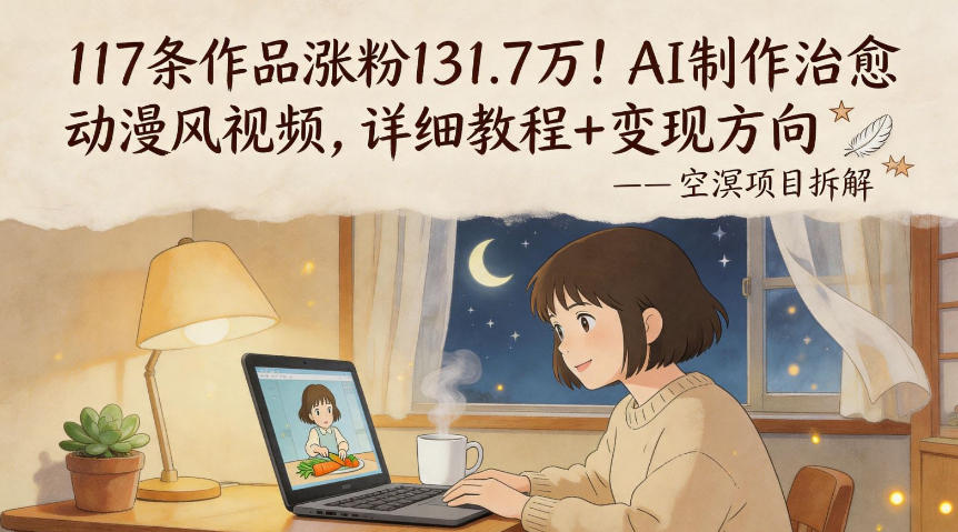 117条作品涨粉131.7W！AI制作治愈动漫风视频，详细教程 变现方向