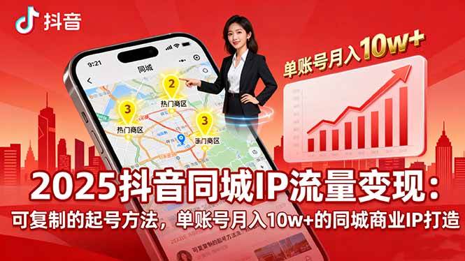 （16000期）2025同城IP流量变现：可复制的起号方法，单账号月入10w 的同城商业IP打造