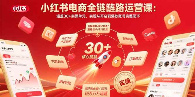 （15751期）小红书电商全链路运营课：涵盖30 实操单元，实现从开店到爆款账号完整闭环