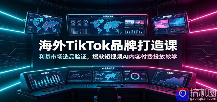海外TikTok品牌打造课：利基市场选品验证，爆款短视频AI内容付费投放教学