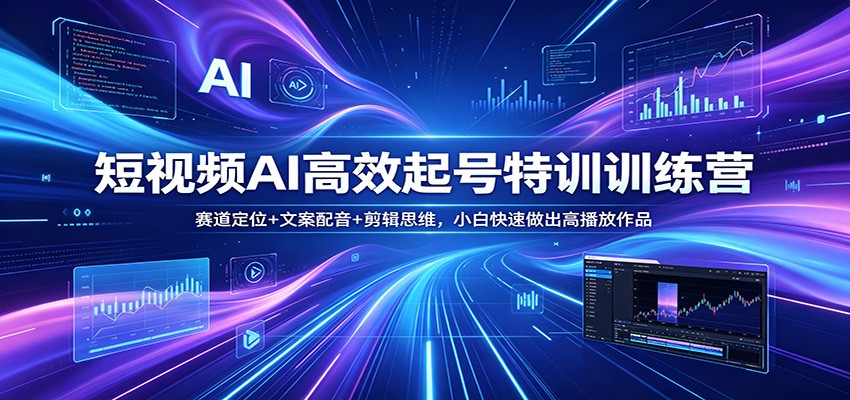 短视频AI高效起号特训训练营：赛道定位 文案配音 剪辑思维，小白快速做出高播放作品