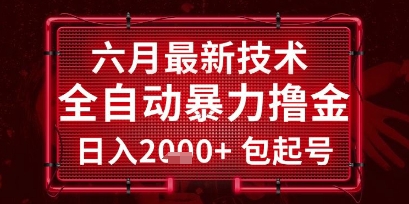 六月最新技术全自动暴力撸金，稳定日入2k 包起号，长期稳定【揭秘】