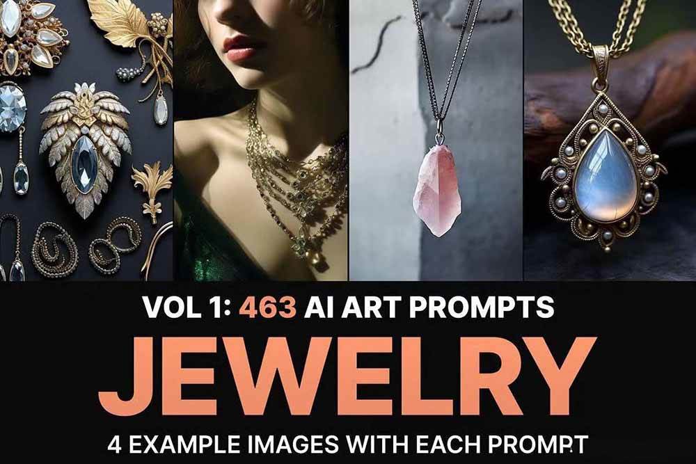 （17272期）460 专业Midjourney珠宝摄影AI提示词 成效果图，戒指/项链/耳环/手链/宝石/及奢侈配饰等全品类