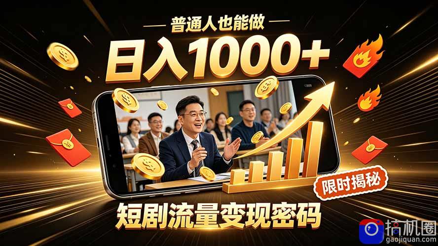 一部手机做短剧分发,不用真人出镜、不用拍摄剧本,快手流量变现日赚千元