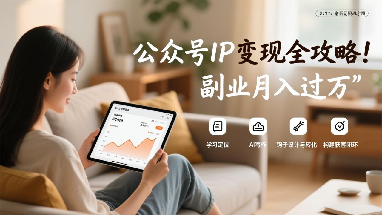 公众号IP变现全攻略,学习定位、AI写作、钩子设计与转化,构建获客闭环,副业月入过万