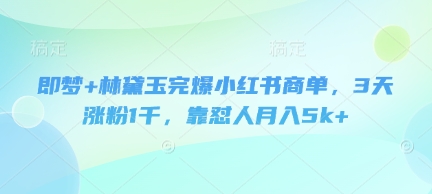 即梦 林黛玉完爆小红书商单,3天涨粉1千,靠怼人月入5k