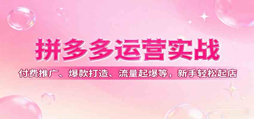 拼多多运营实战，付费推广、爆款打造、流量起爆等，新手轻松起店