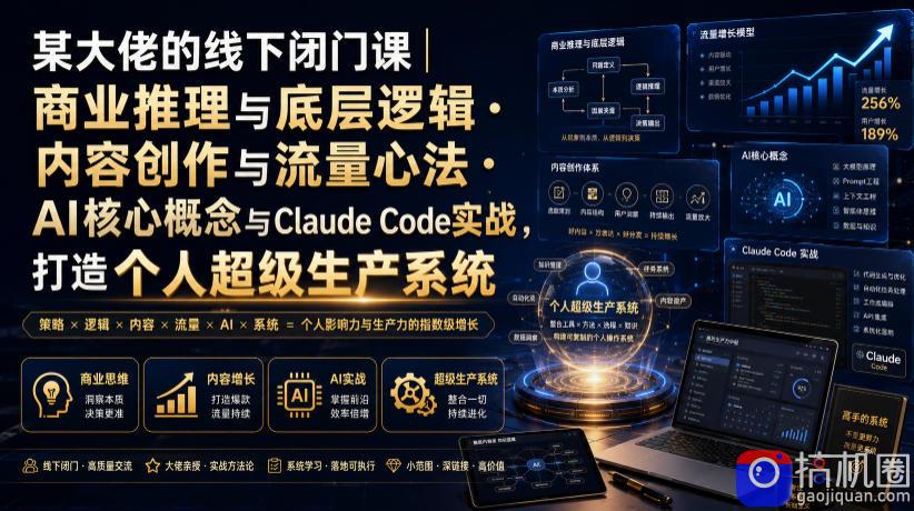 某大佬的线下闭门课|商业推理与底层逻辑・内容创作与流量心法・AI核心概念与Claude Code实战,打造个人超级生产系统【录音 图片】