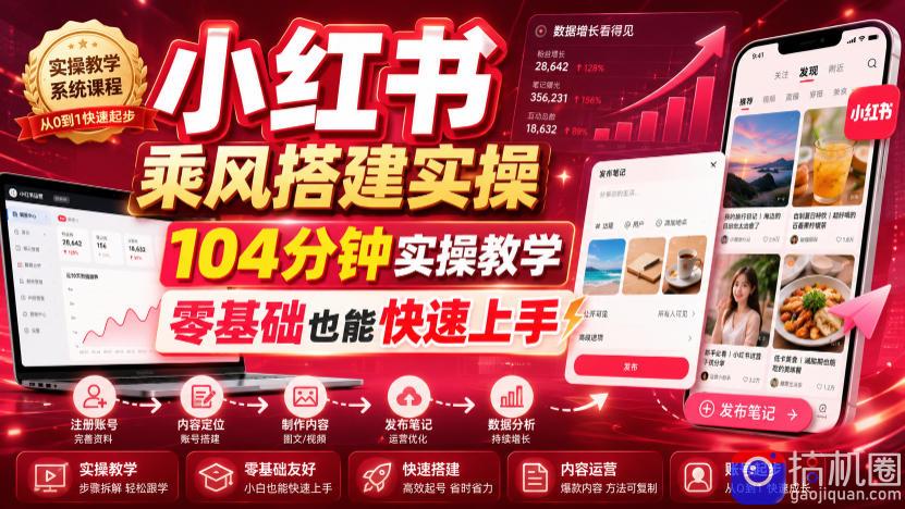 小红书乘风搭建实操,104分钟实操教学,零基础也能快速上手