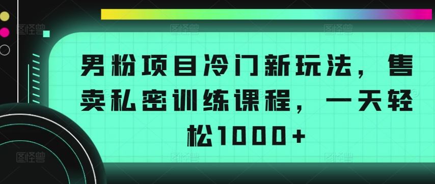男粉项目冷门新玩法，售卖私密训练课程，一天轻松1000 【揭秘】