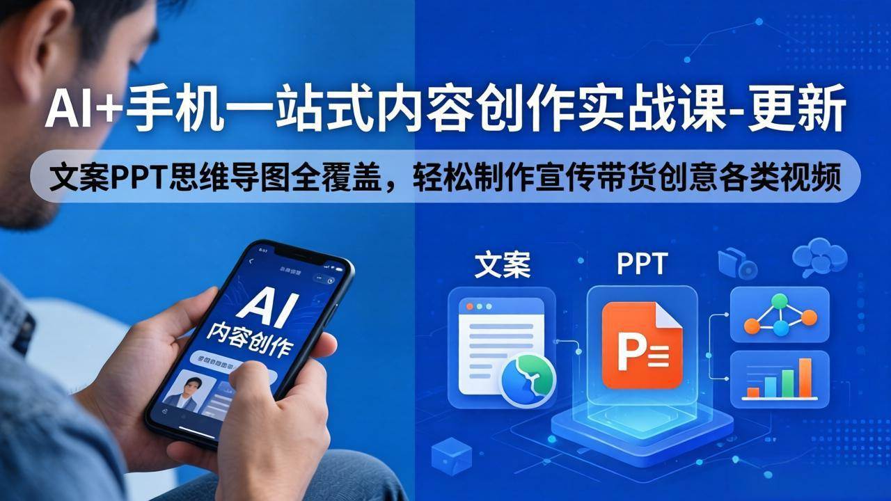 （18204期）AI 手机一站式内容创作实战课-更新，文案PPT思维导图全覆盖，轻松制作宣传带货创意各类视频