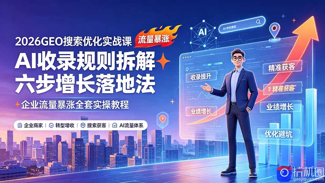 2026GEO搜索优化实战课:AI收录规则拆解|六步增长落地法|企业流量暴涨全套实操教程