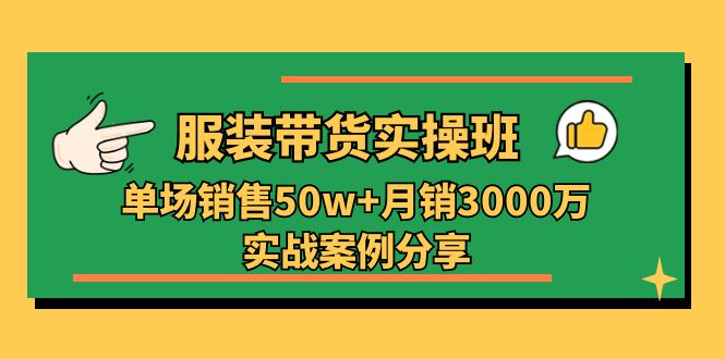 服装带货实操培训班：单场销售50w 月销3000万实战案例分享（27节）