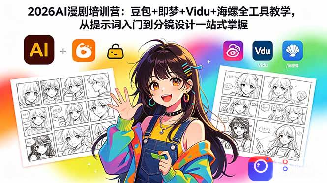2026AI漫剧培训营：豆包 即梦 Vidu 海螺全工具教学，从提示词入门到分镜设计一站式掌握