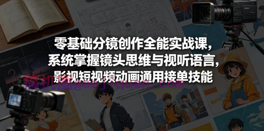零基础分镜创作全能实战课，系统掌握镜头思维与视听语言，影视短视频动画通用接单技能