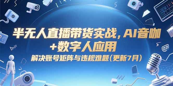 （15280期）半无人直播带货实战，AI音咖 数字人应用 解决账号矩阵与违规难题(更新7月)