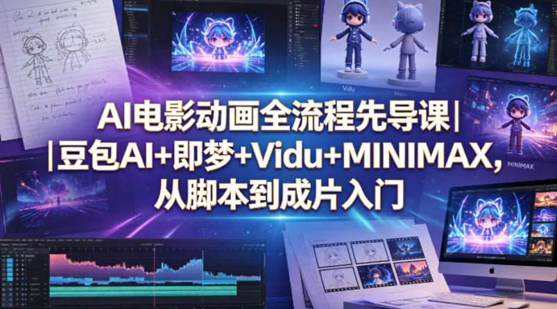 AI电影动画全流程先导课｜豆包AI 即梦 Vidu MINIMAX，从脚本到成片入门