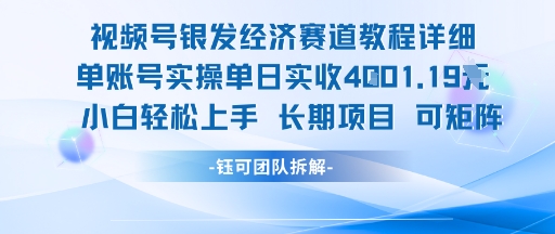 视频号银发经济赛道单账号实操单日实收1k ，小白轻松上手长期项目