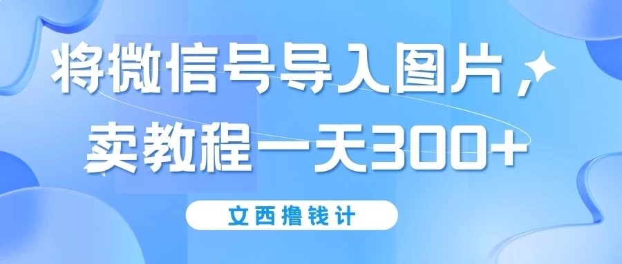 将微信号导入图片，卖教程一天300 （无脑操作！有手就会！）