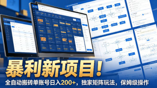 暴利新项目！全自动搬砖单账号日入200 ，独家矩阵玩法，保姆级操作【揭秘】