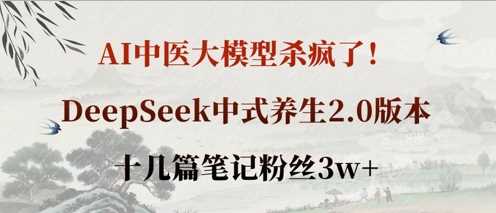 AI中医大模型杀疯了！DeepSeek中式养生2.0版本，十几篇笔记粉丝3w 