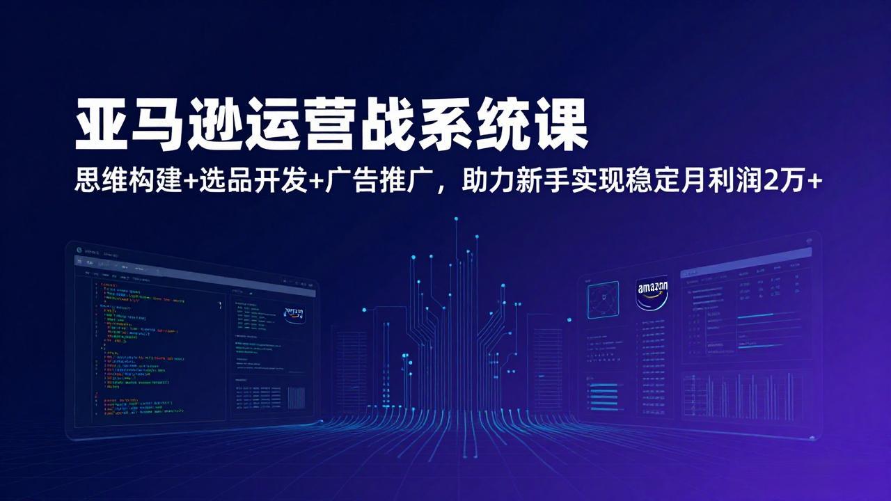 亚马逊运营实战系统课，思维构建 选品开发 广告推广，助力新手实现稳定月利润2万 (更新