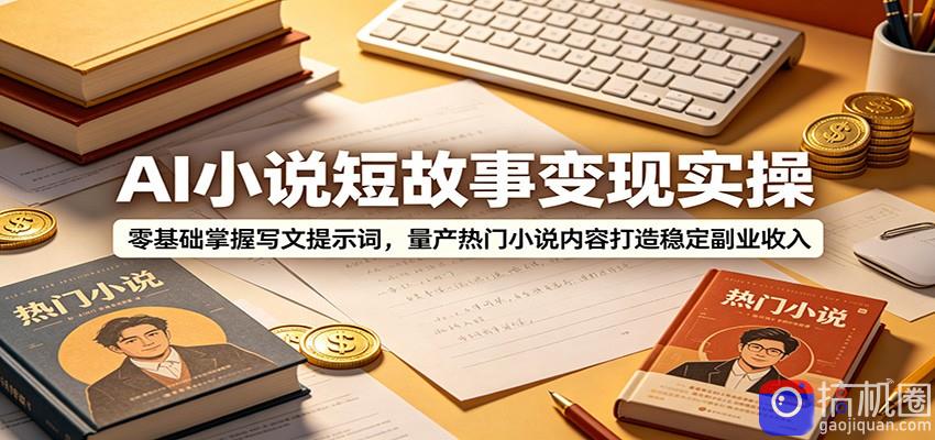 AI小说短故事变现实操：零基础掌握写文提示词，量产热门小说内容打造稳定副业收入