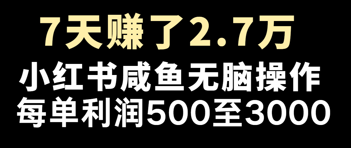 七天赚了2.7万！每单利润最少500 ，轻松月入5万 小白有手就行