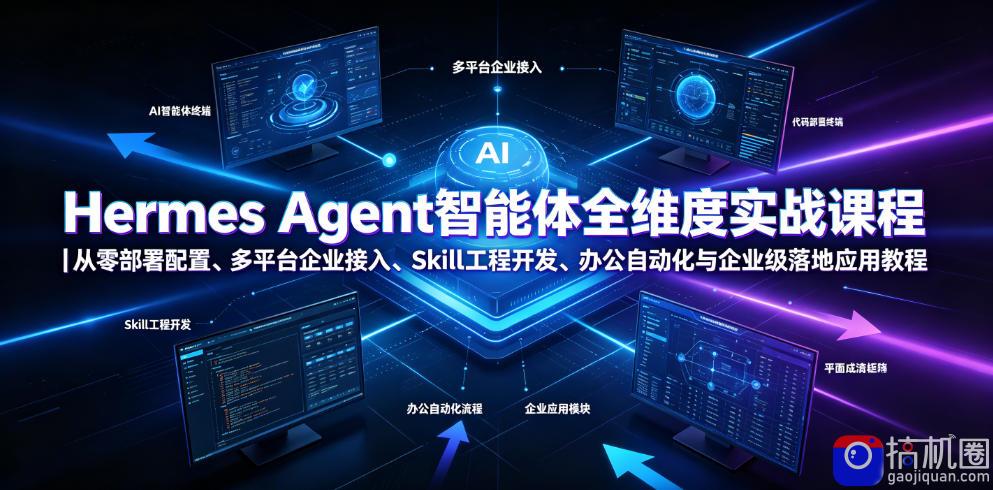 Hermes Agent智能体全维度实战课程｜从零部署配置、多平台企业接入、Skill工程开发、办公自动化与企业级落地应用教程