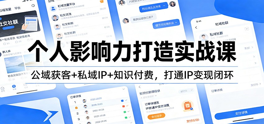 个人影响力打造实战课:公域获客 私域IP 知识付费,打通IP变现闭环
