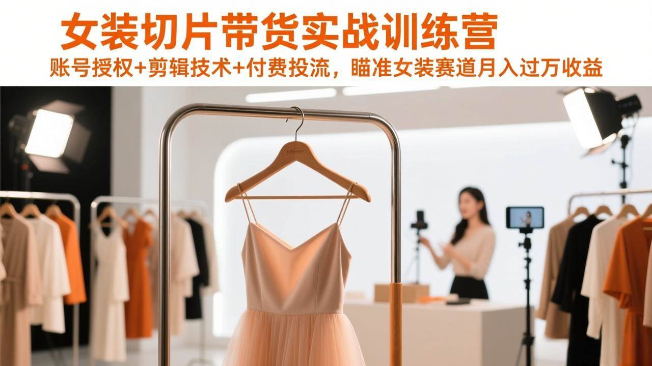 (17357期)女装切片带货实战训练营,账号授权 剪辑技术 付费投流,瞄准女装赛道月入过万收益