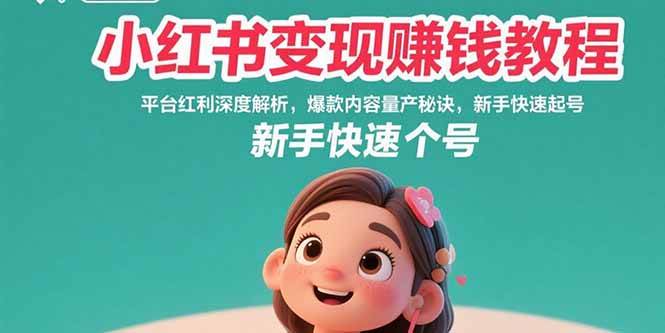 （15559期）小红书变现赚钱教程：平台红利深度解析，爆款内容量产秘诀，新手快速起号