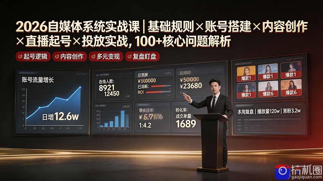 2026自媒体系统实战课|基础规则×账号搭建×内容创作×直播起号×投放实战,100 核心问题解析