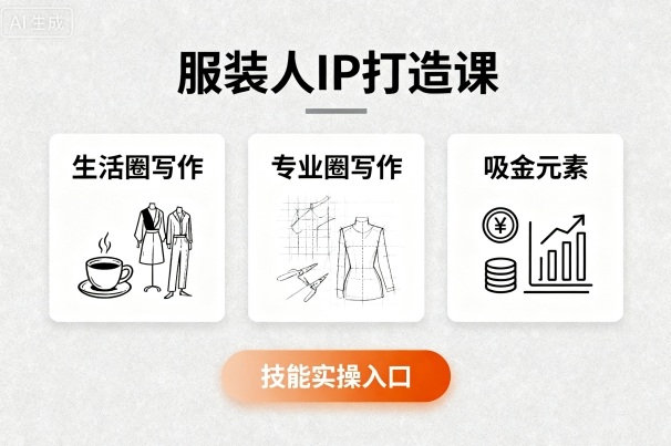 服装人IP打造课，文案创富 生活圈写作 专业圈写作 服装人专属 吸金元素 技能实操