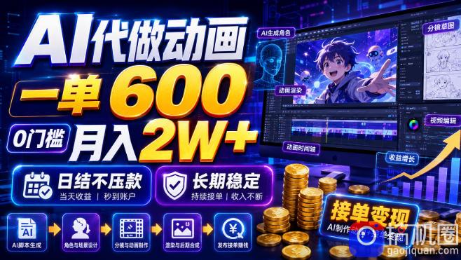 AI代做动画,一单600,0门槛月入2W ,日结不压款,长期稳定【揭秘】