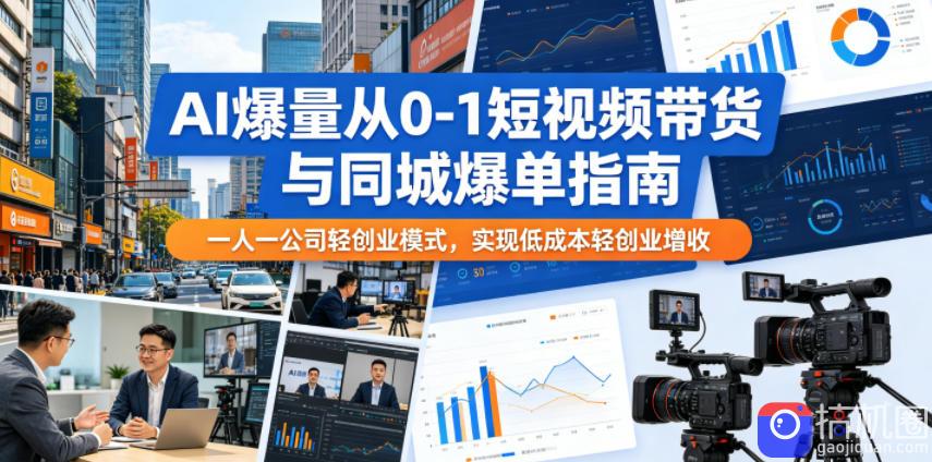 AI爆量从0-1短视频带货与同城爆单指南，一人一公司轻创业模式，实现低成本轻创业增收