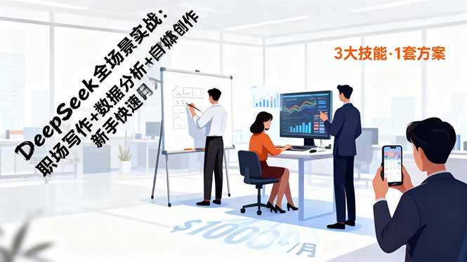 (16418期)DeepSeek全场景实战:职场写作 数据分析 自媒体创作,新手快速月入过万