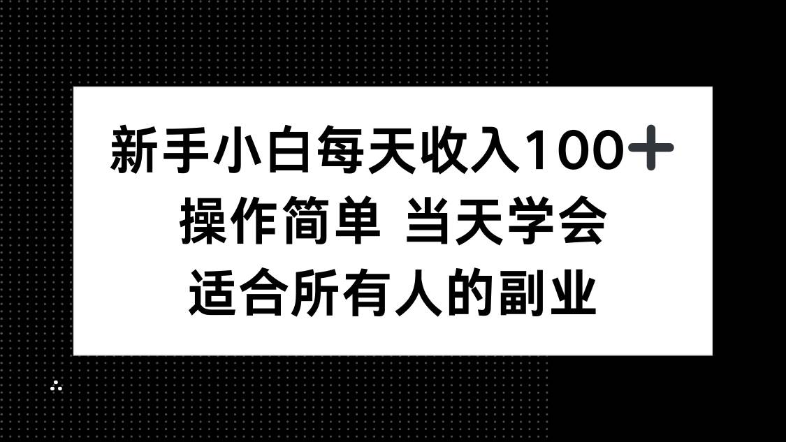 (15937期)新手小白每天收入100 ,操作简单 当天学会 ,适合所有人的副业