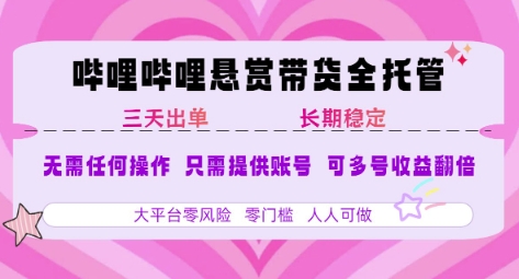 2025年B站风口带货项目 仅需提供账号 全程托管 轻松月入1w 