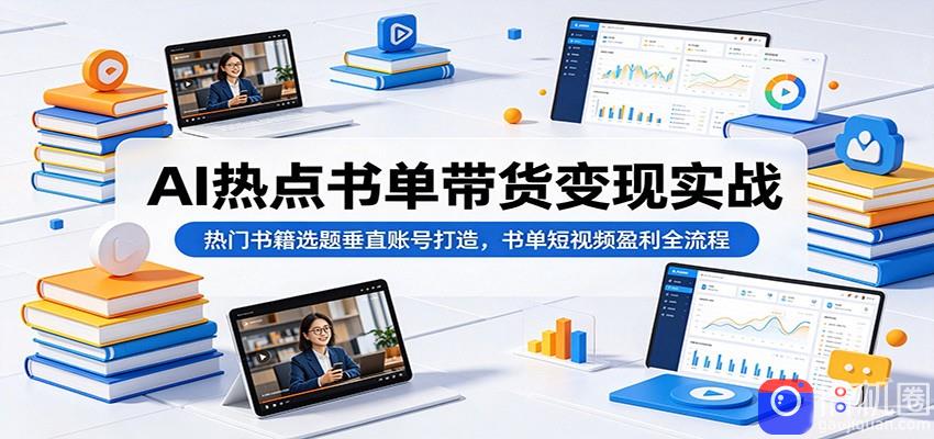 AI热点书单带货变现实战：热门书籍选题垂直账号打造，书单短视频盈利全流程