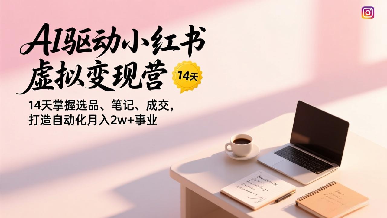 AI驱动小红书虚拟变现营,14天掌握选品、笔记、成交,打造自动化月入2w 事业