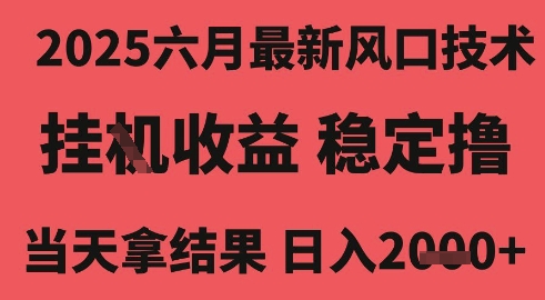 2025六月最新风口技术，无人挂G撸礼物，长期稳定 一个小时收益2k ，小白当天拿结果【揭秘】