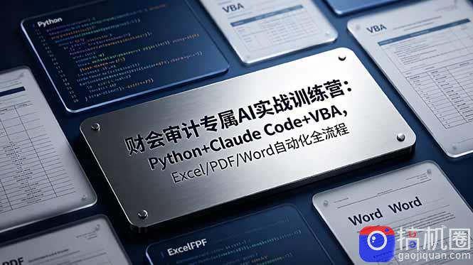 财会审计专属 AI实战训练营：Python Claude Code VBA，Excel/PDF/Word自动化全流程