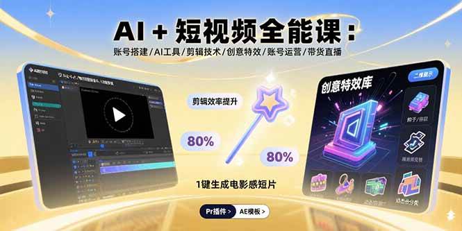 （15862期）AI 短视频全能课：账号搭建/AI工具/剪辑技术/创意特效/账号运营/带货直播