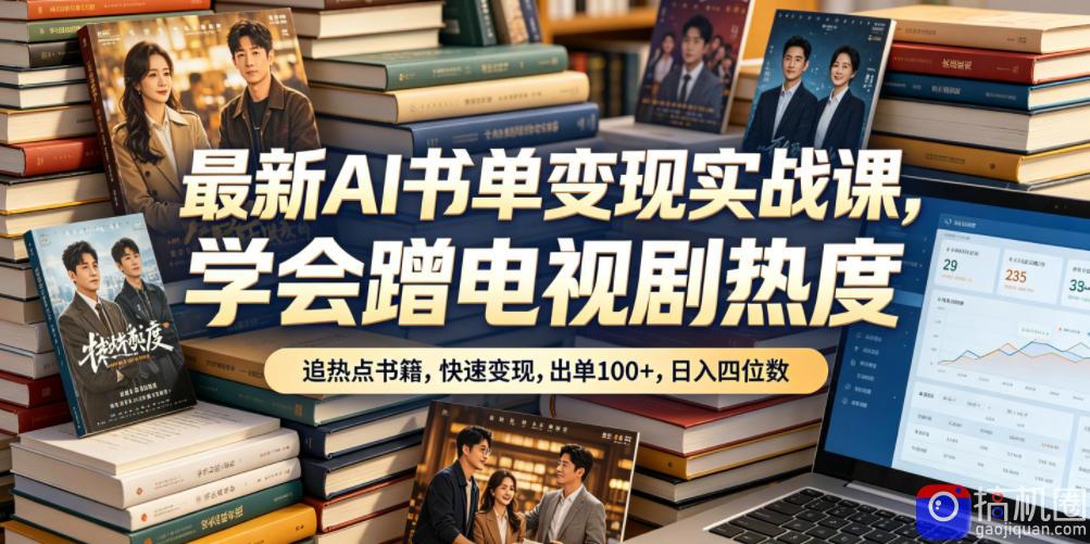 最新AI书单变现实战课，学会蹭电视剧热度，追热点书籍，快速变现，出单100 ，日入四位数